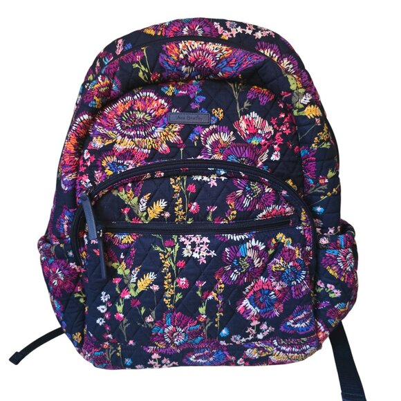Vera Bradley Lighten Up Essential Backpack Midnight Wildflowers w/ Laptop Sleeve - Picture 1 of 8
